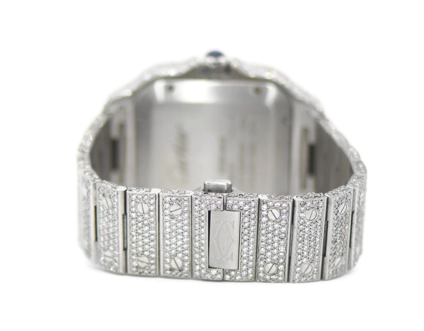 Cartier Santos Large Diamond Stainless Steel Watch WSSA0030