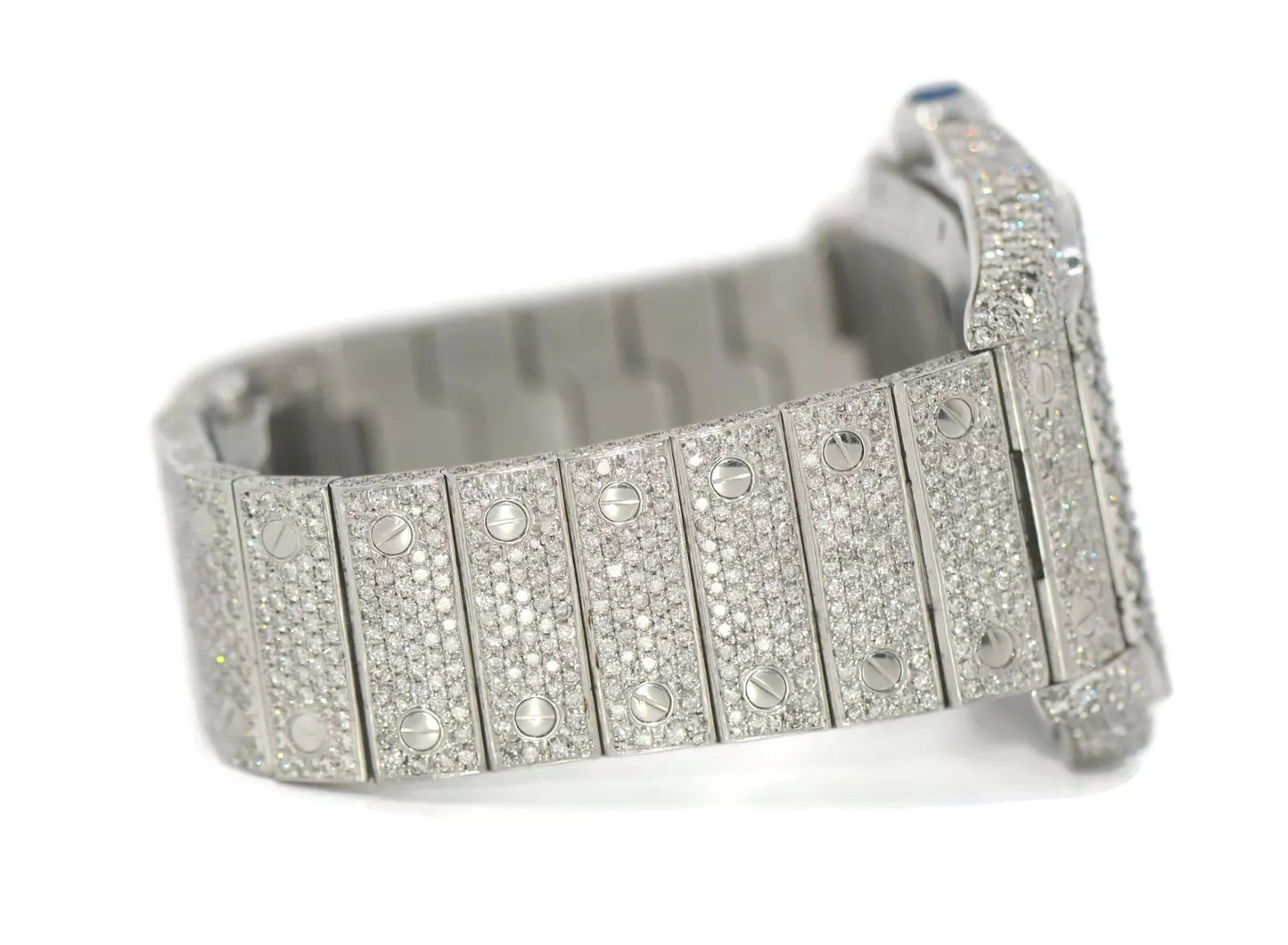 Cartier Santos Large Diamond Stainless Steel Watch WSSA0018