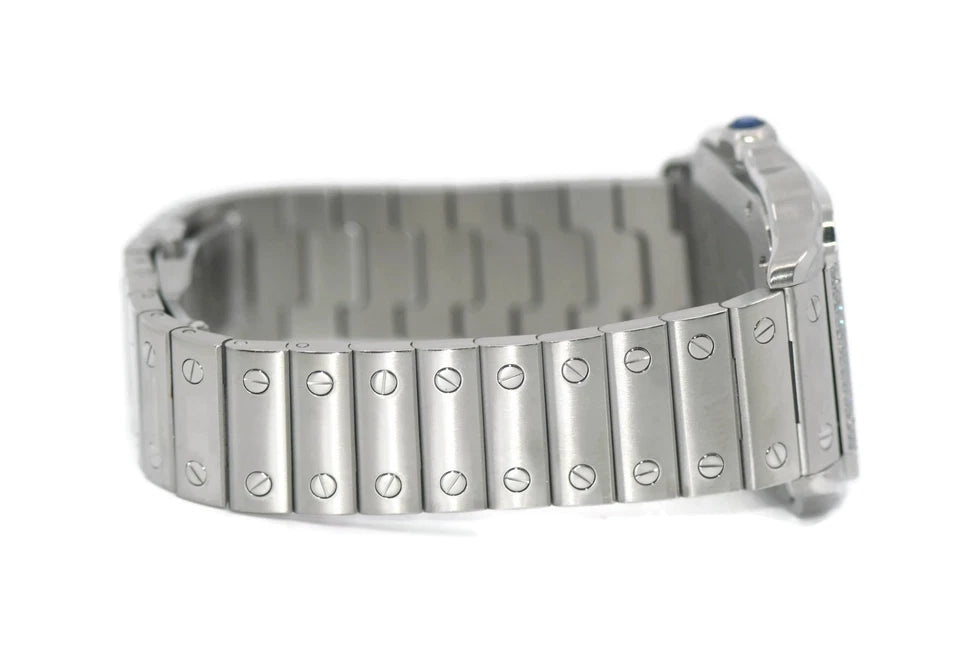 Cartier Santos Medium Diamond Stainless Steel Watch W4SA0005