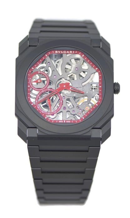 Bulgari Octo Finissimo Skeleton Red Black Ceramic Watch 103527