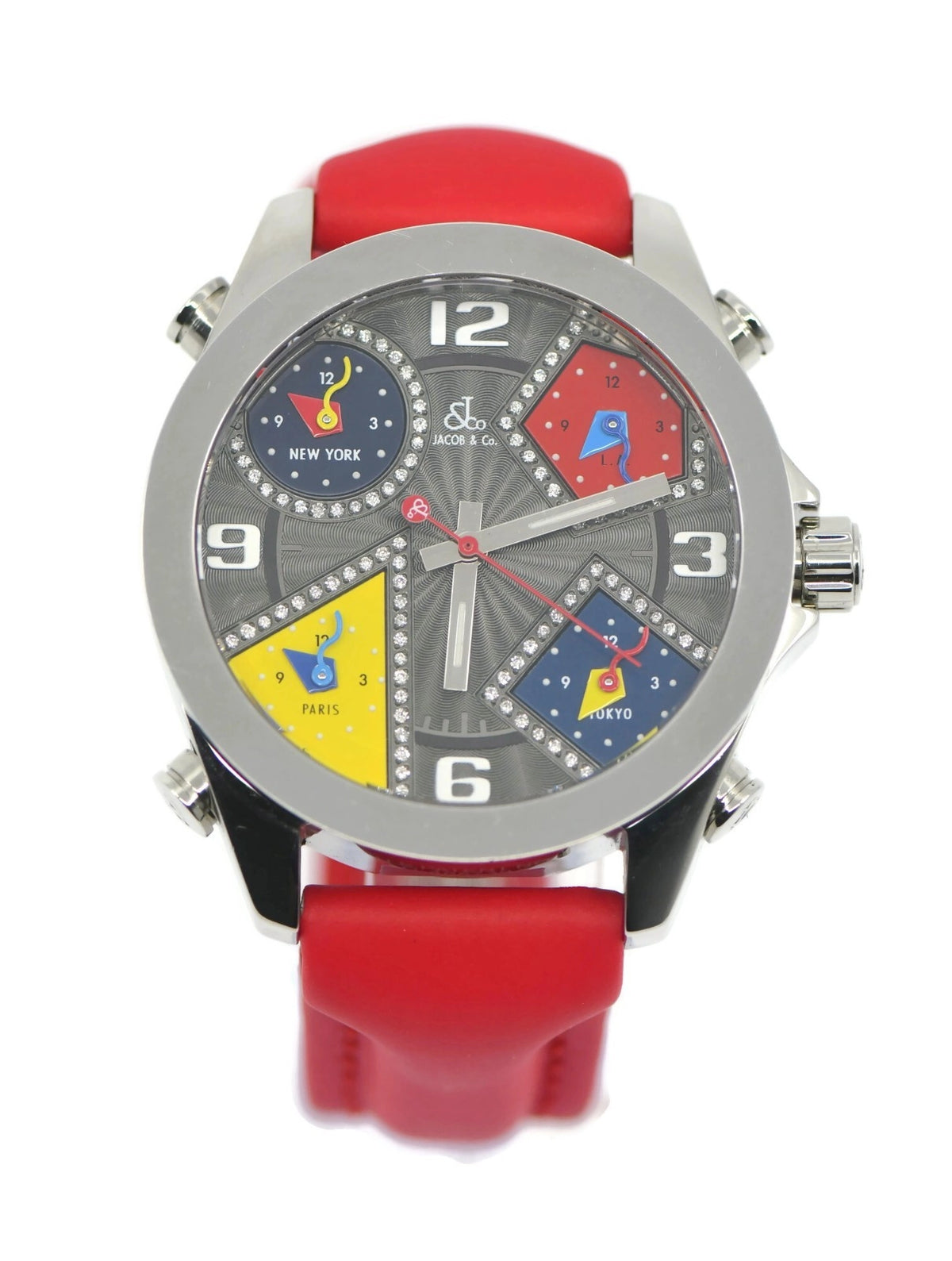 Jacob & Co Five Timezone Diamond Stainless Steel Watch JCM-58DA