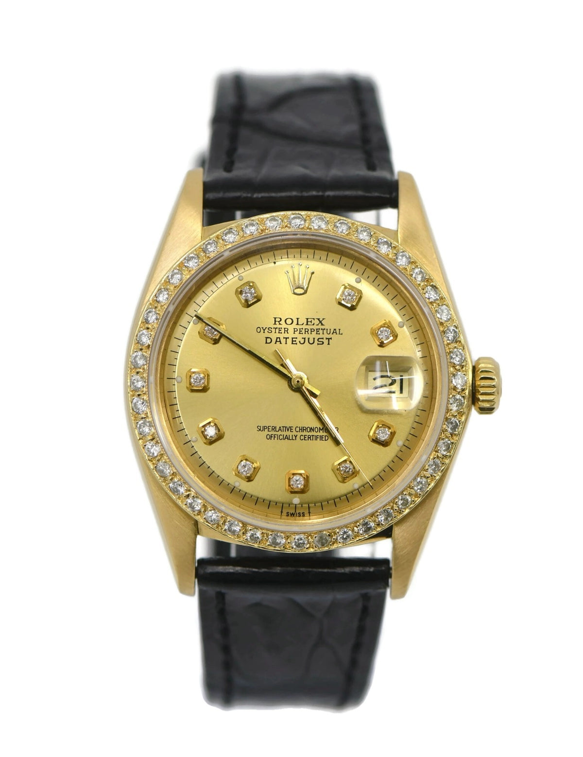 Rolex Datejust Diamond 18K Yellow Gold Watch 1601