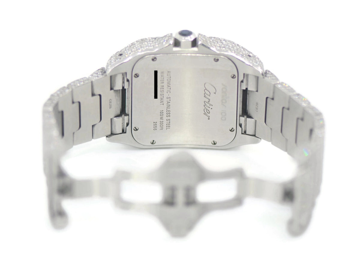 Cartier Santos Large Diamond Stainless Steel Watch W20073X8