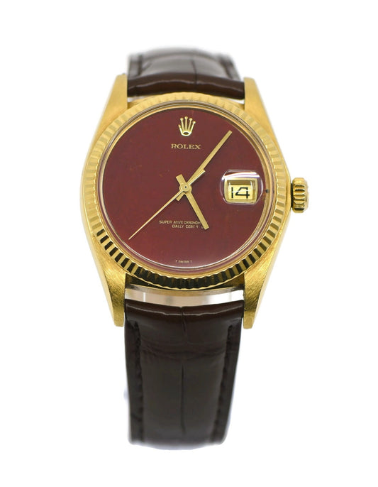 Rolex Oyster Perpetual Jasper Dial 18K Yellow Gold Watch 1601