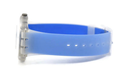 Swatch Blue Stripped Skeleton Plastic Watch SUOK156