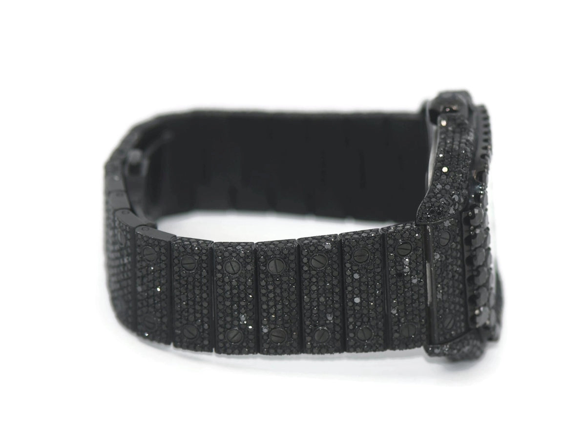 Cartier Santos Skeleton Black Diamond Stainless Steel Watch WHSA0015