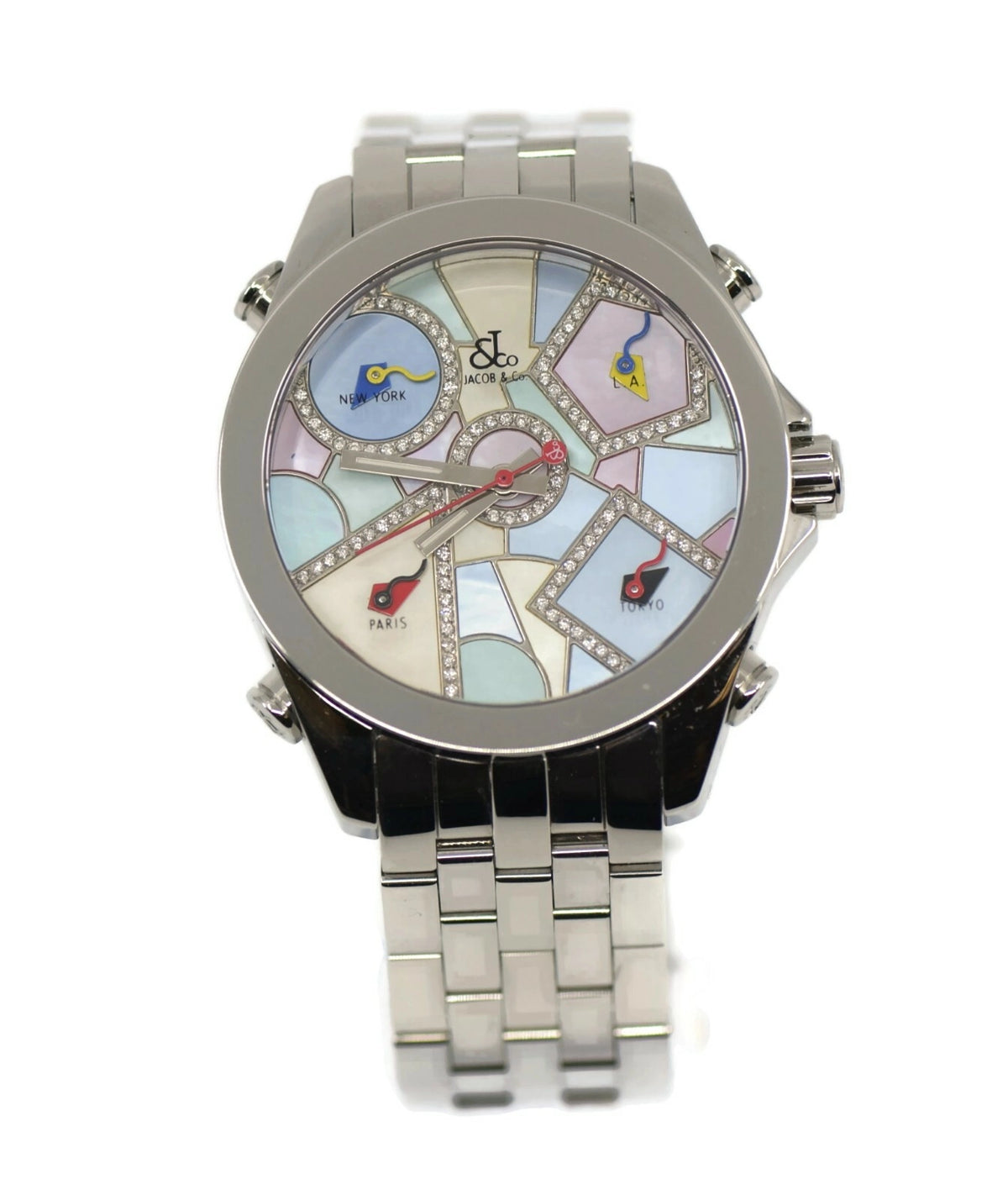 Jacob & Co Five Timezone Diamond Stainless Steel Watch JCM-118DA