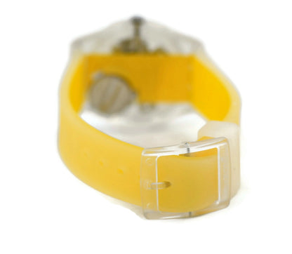 Swatch Yellow Stripped Skeleton Plastic Watch GE291