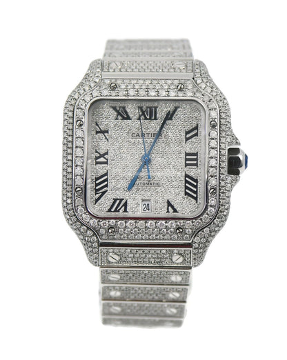 Cartier Santos Large Diamond Stainless Steel Watch WSSA0018