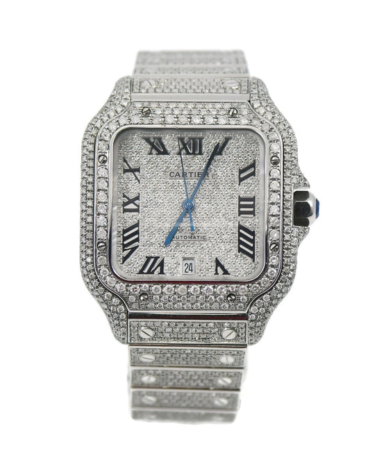 Cartier Santos Large Diamond Stainless Steel Watch WSSA0018