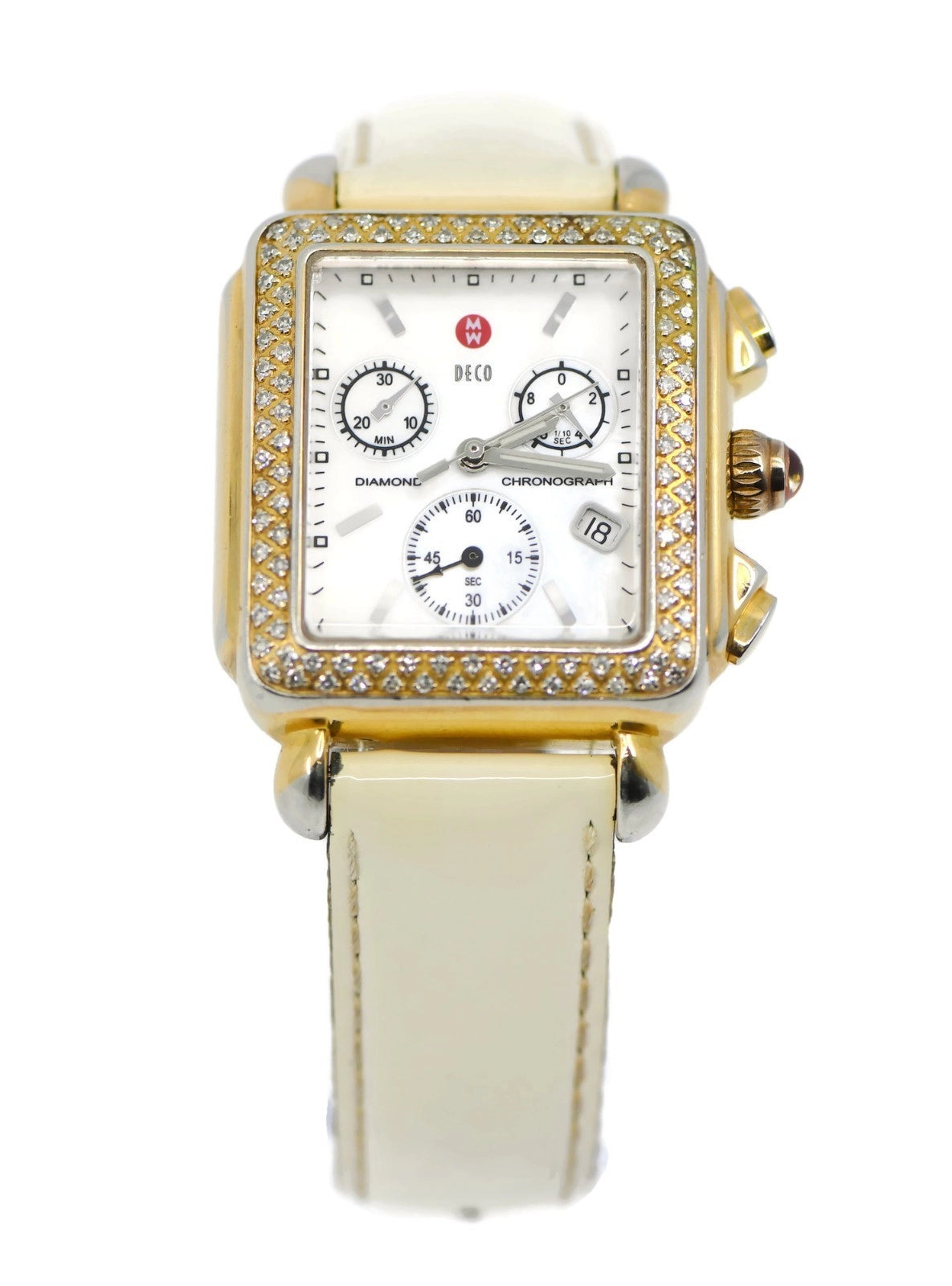 Michele Deco Chronograph Diamond Two Tone Stainless Steel Watch