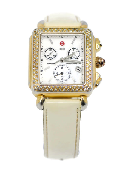 Michele Deco Chronograph Diamond Two Tone Stainless Steel Watch