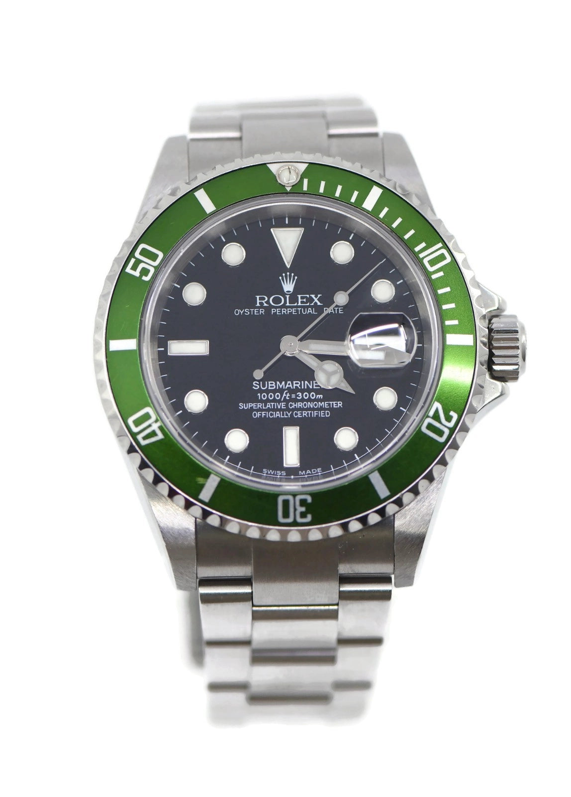 Rolex Submariner Kermit Flat 4 Stainless Steel Watch 16610V