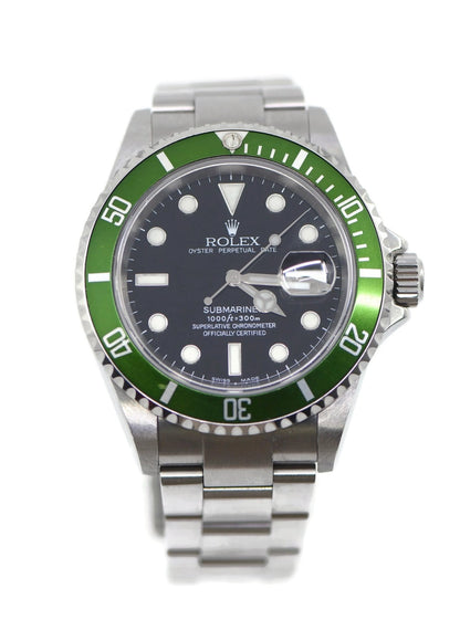 Rolex Submariner Kermit Flat 4 Stainless Steel Watch 16610V