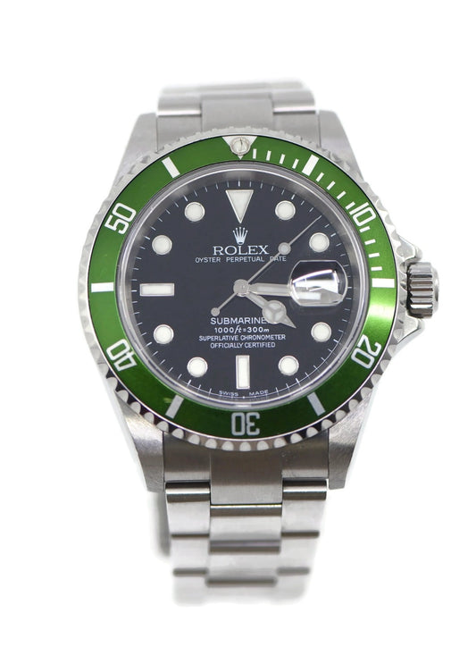 Rolex Submariner Kermit Flat 4 Stainless Steel Watch 16610V