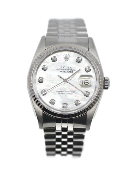 Rolex Datejust Diamond Stainless Steel Watch 16234