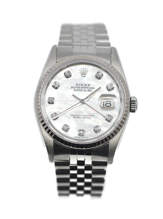 Rolex Datejust Diamond Stainless Steel Watch 16234