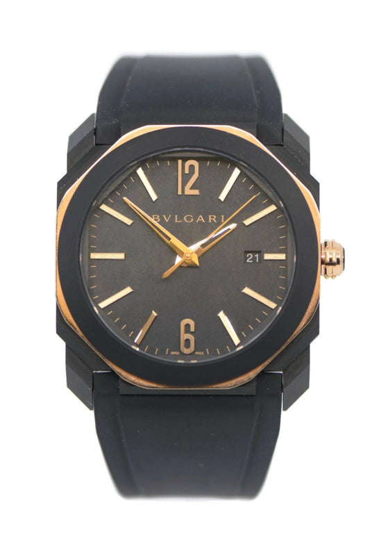 Bulgari Octo 18K Rose Gold/Black Stainless Steel Watch 103085