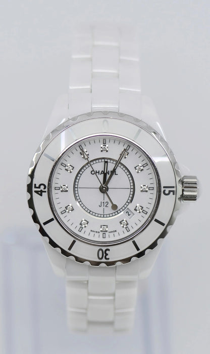 Chanel J12 Diamond White Ceramic Watch H1628