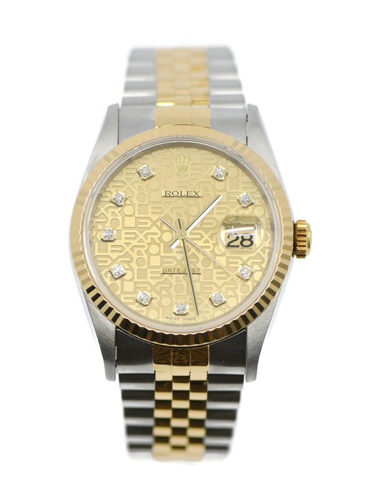 Rolex Datejust Diamond 18K/Stainless Steel Watch 16233