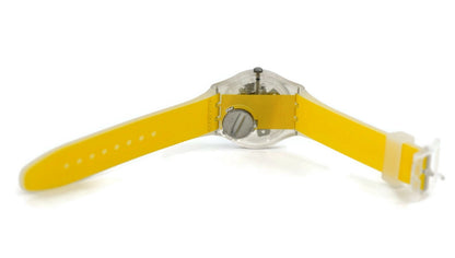 Swatch Yellow Stripped Skeleton Plastic Watch GE291
