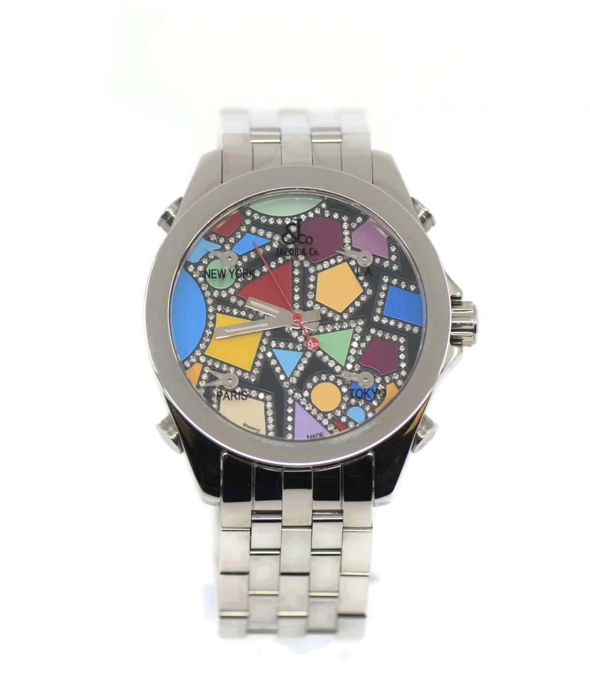 Jacob & Co Five Timezone Diamond Stainless Steel Watch JCM-113DA