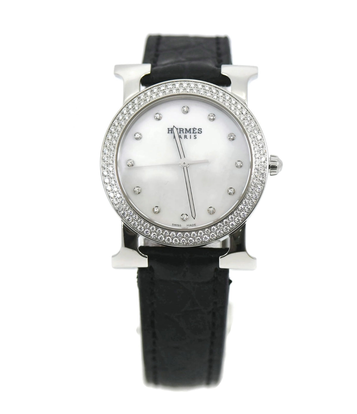 Hermes Heure Diamond Stainless Steel Watch HR1.530