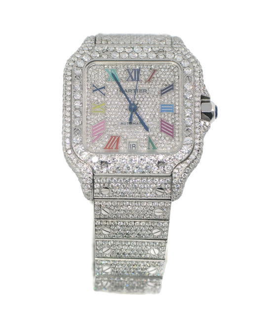 Cartier Santos Large Diamond Stainless Steel Watch WSSA0018