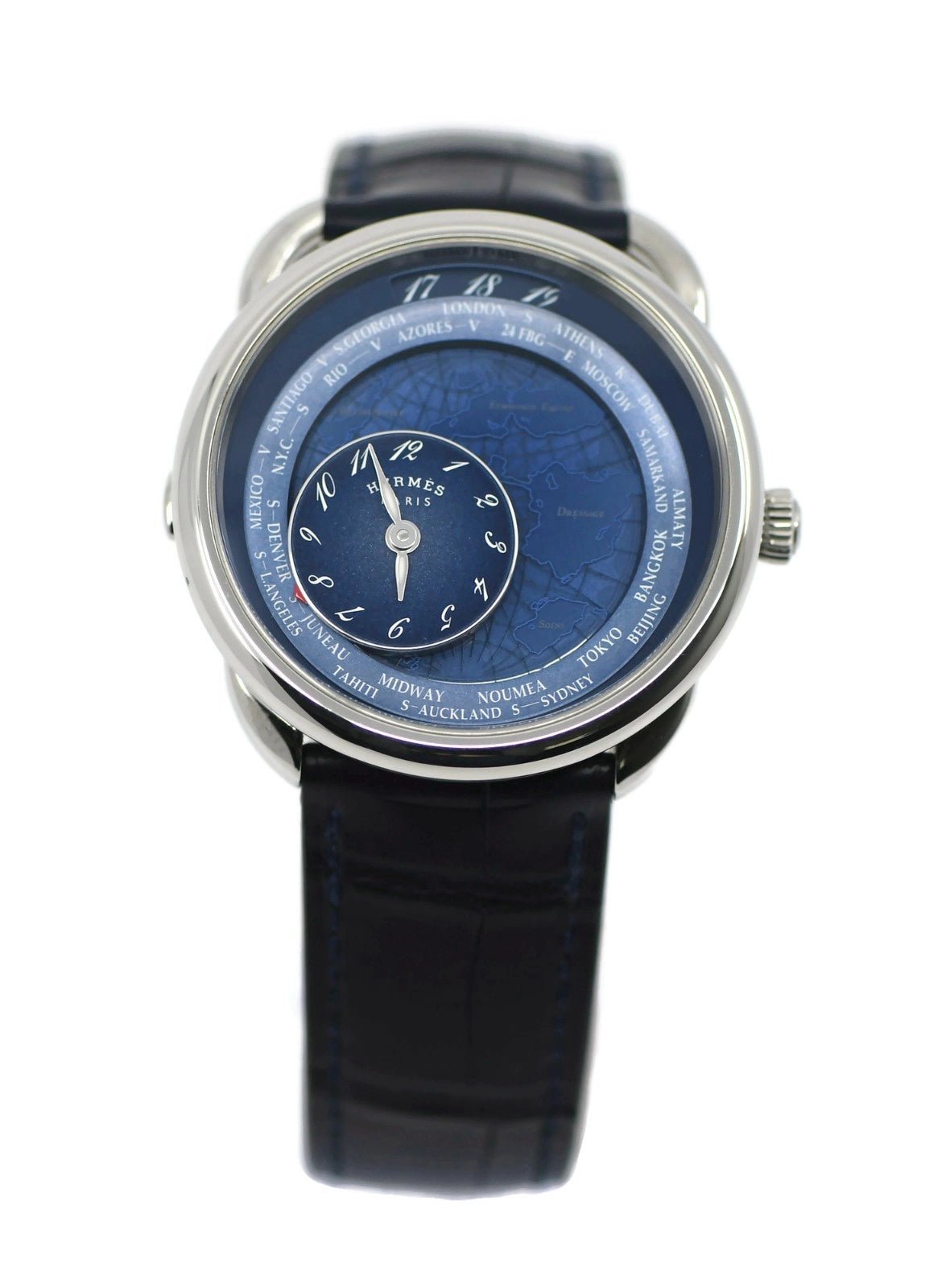 Hermes Arceau Le Temps Voyager Stainless Steel Watch AR10.510