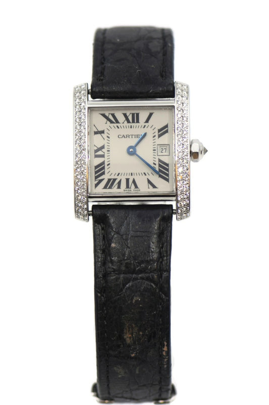 Cartier Tank Francaise Diamond 18K White Gold Watch 2491