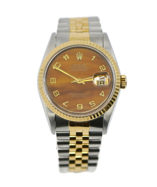 Rolex Datejust Tiger's Eye 18K/Stainless Steel Watch 16233