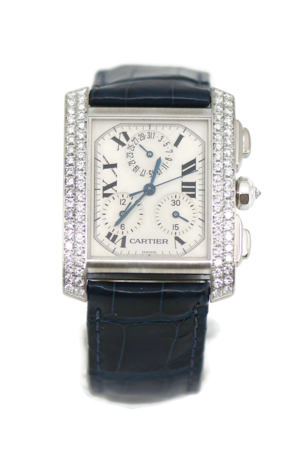 Cartier Tank Chronoflex Diamond 18K White Gold Watch 2367