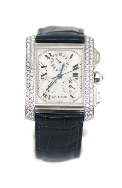 Cartier Tank Chronoflex Diamond 18K White Gold Watch 2367