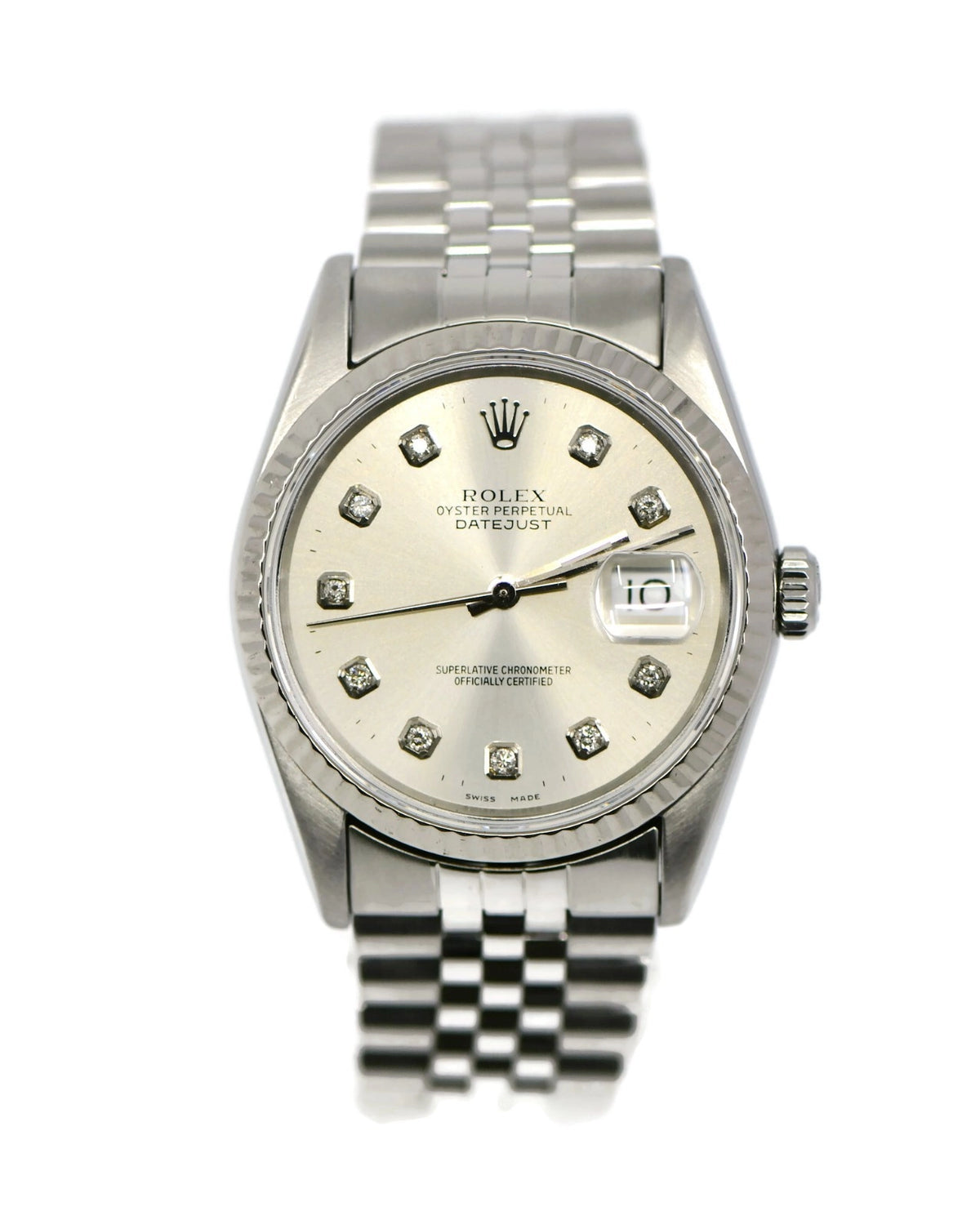 Rolex Datejust Diamond Stainless Steel Watch 16234