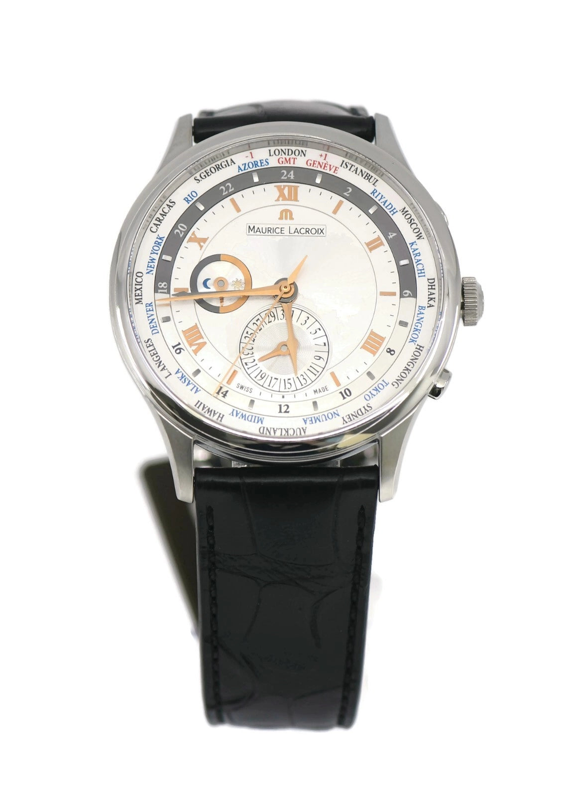 Maurice Lacroix Masterpiece Worldtimer Stainless Steel Watch MP6008