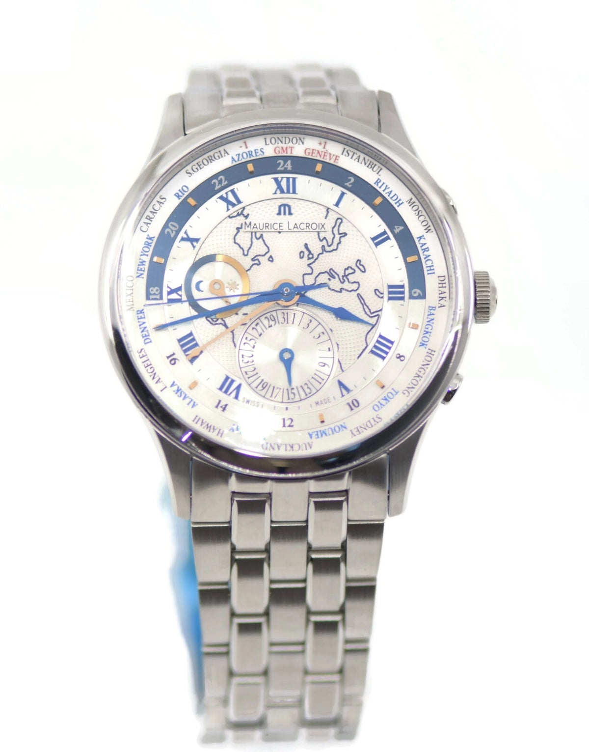 Maurice Lacroix Masterpiece Worldtimer Stainless Steel Watch MP6008
