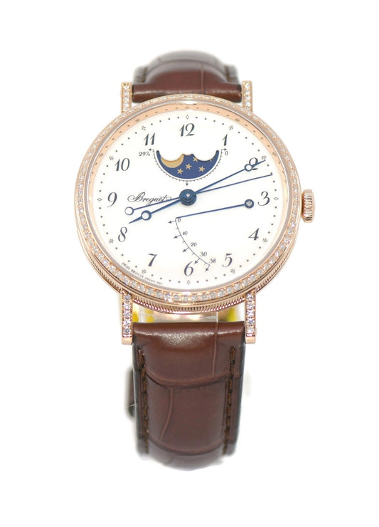 Breguet Classique Moonphase Diamond 18K Rose Gold Watch 8788