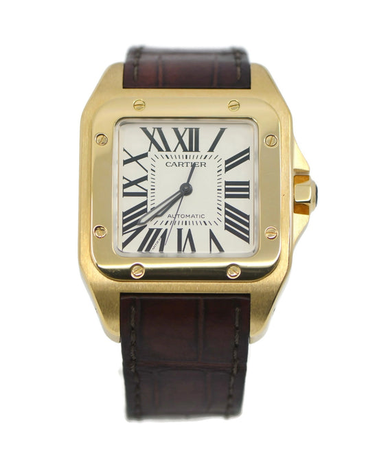 Cartier Santos 100 Large 18K Yellow Gold Watch W20071Y1