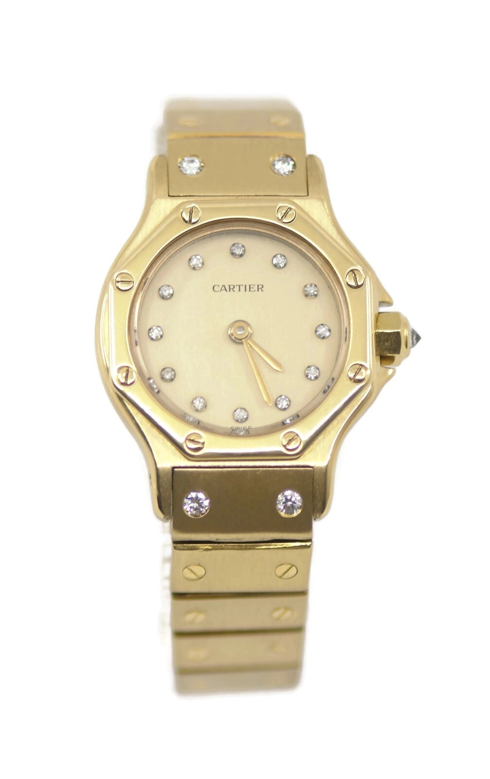 Cartier Santos Octagon Diamond 18K Yellow Gold Watch