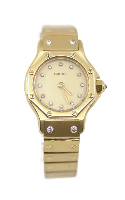 Cartier Santos Octagon Diamond 18K Yellow Gold Watch