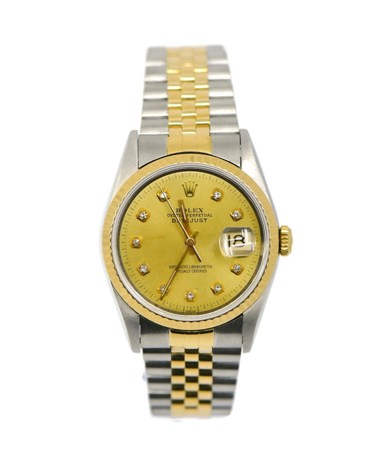 Rolex Datejust Diamond 18K/Stainless Steel Watch 16233