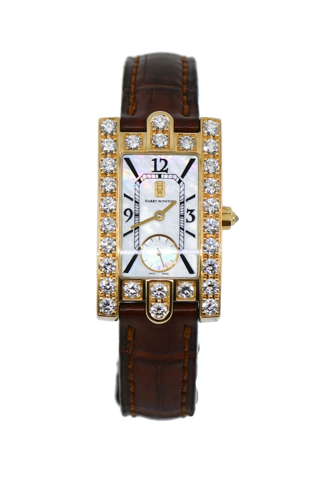 Harry Winston Avenue C Diamond 18K Yellow Gold Watch 310LQG