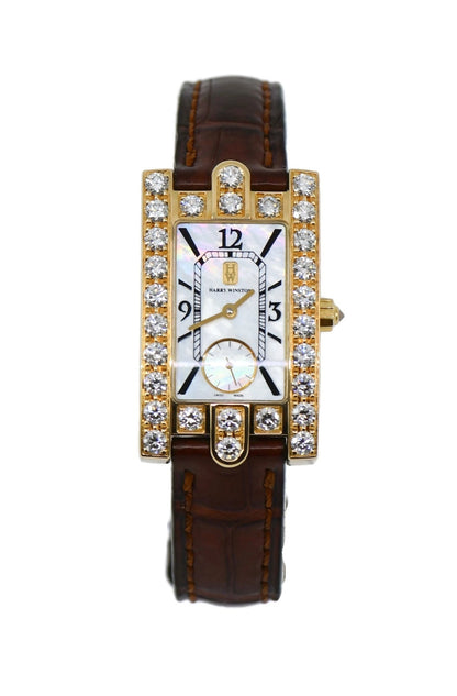 Harry Winston Avenue C Diamond 18K Yellow Gold Watch 310LQG