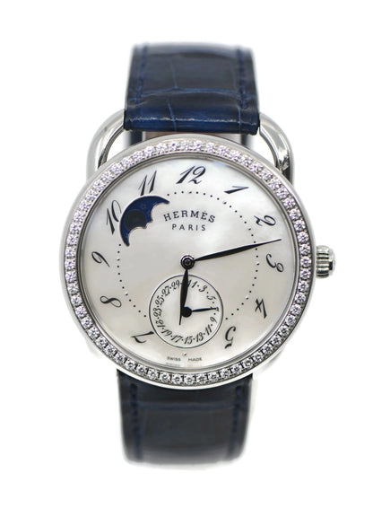 Hermes Arceau Lune Diamond Stainless Steel Watch AR7M.530