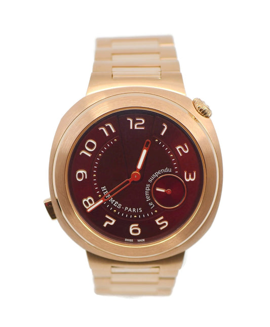 Hermes Cut Le Temps Suspendu 18K Rose Gold Watch SD2.870A
