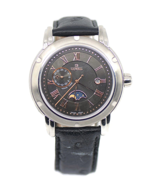 Gevril Dual Time Moon Stainless Steel Watch M0111R1