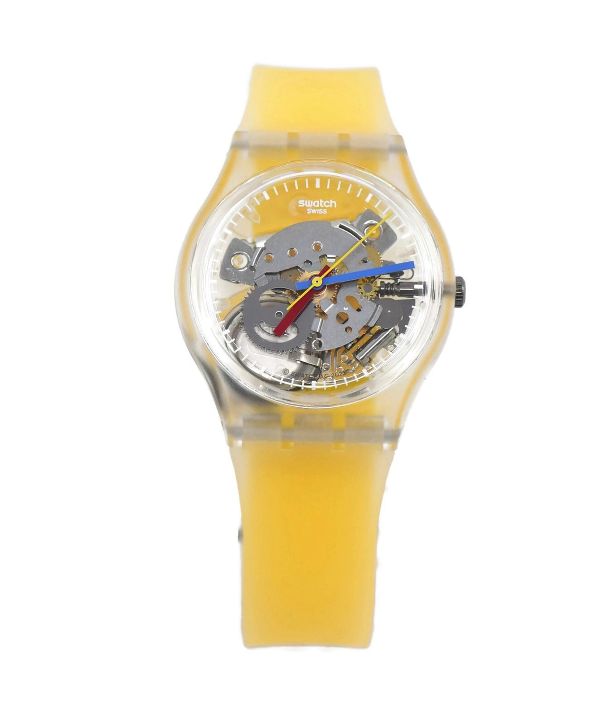 Swatch Yellow Stripped Skeleton Plastic Watch GE291