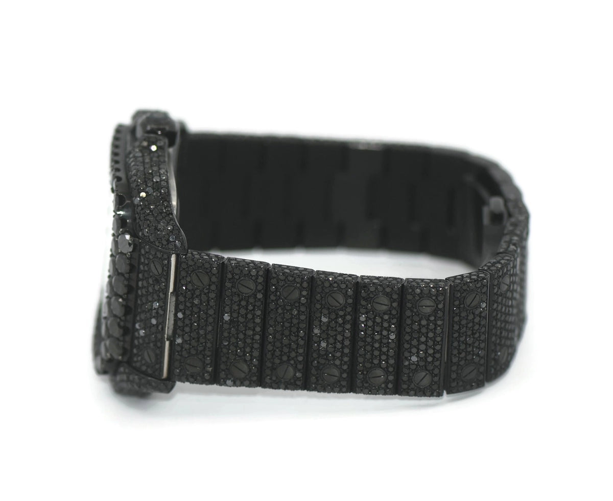 Cartier Santos Skeleton Black Diamond Stainless Steel Watch WHSA0015