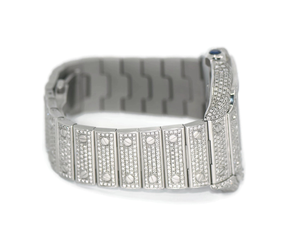 Cartier Santos Large Diamond Stainless Steel Watch WSSA0018