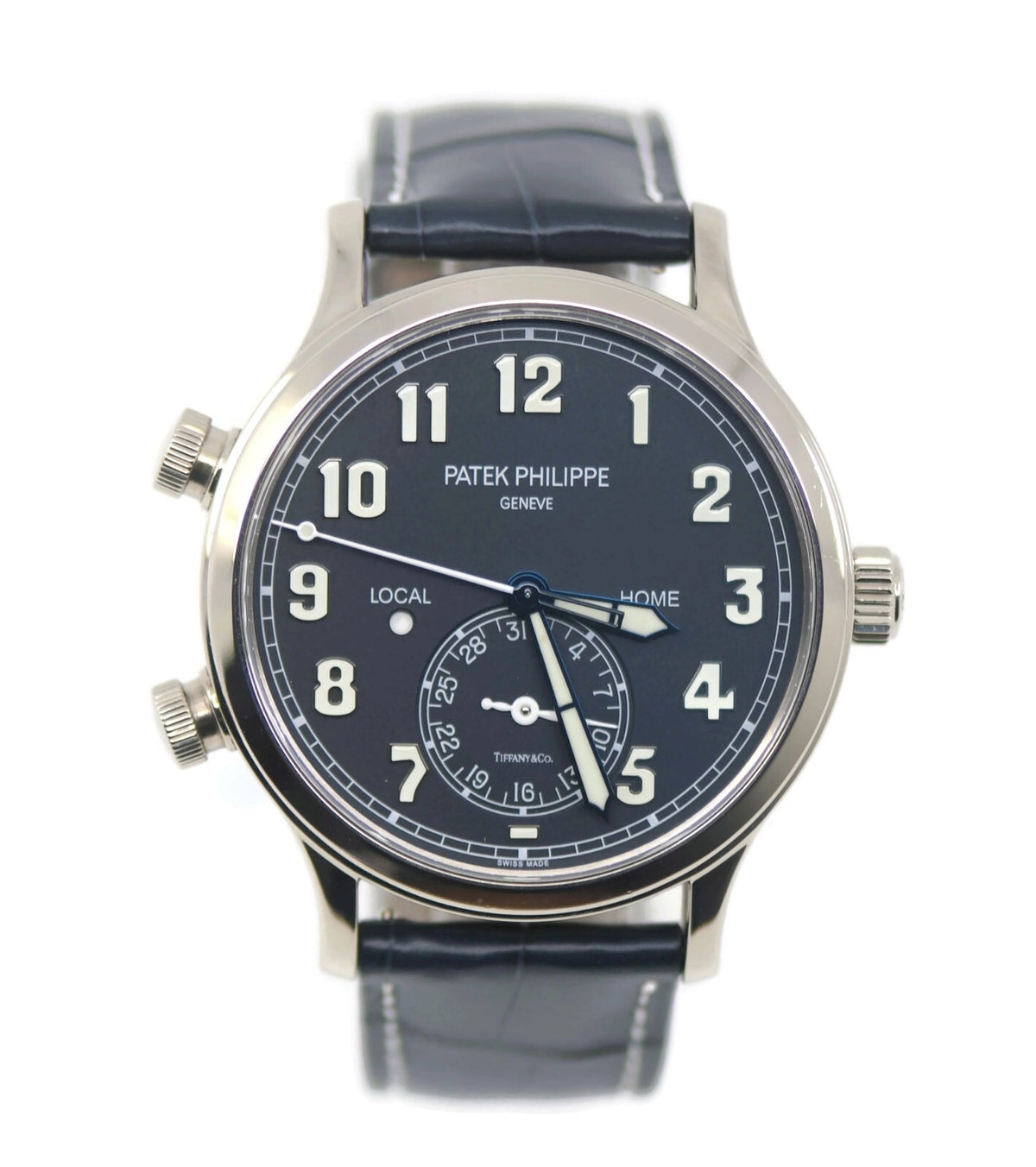 Patek Philippe Pilot Travel Time Tiffany & Co 18K White Gold Watch 5524G-001